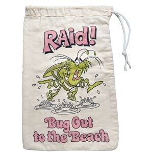 Vintage RAid! Bug Out to the Beach Drawstring Tote Bag Promo